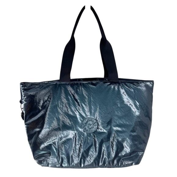 KIpling Tote Bag Colissa Black Metallic Laptop - Picture 1 of 8